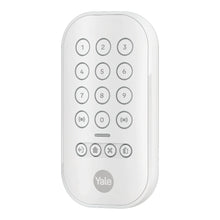 Yale Alarmknap sæt, hvidt tastatur med tal 0-9 og funktionsknapper til alarmsystem.