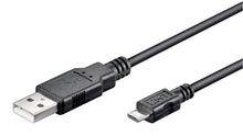 Sort Micro-USB-kabel 1,8 m med synlige USB-A og Micro-USB stik.