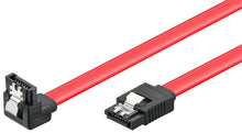 SATA 6 Gb/s kabel 0,5 m med lås, én vinkel og ét ret stik med metalclips, passer til SSD eller harddisk.