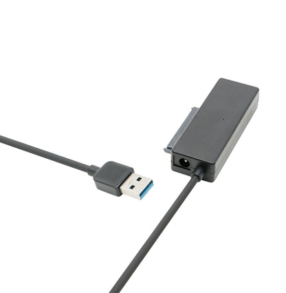 USB-A til SATA adapterkabel 5 Gb/s til 6 Gb/s, sort, rektangulær boks, forbind SATA-harddisk til computer via USB.