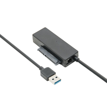 Adapter USB 5 Gb/s til Sata 6 Gb/s, rektangulær SATA-stik til harddisk, blå USB-stik.