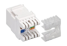 Luxorparts Keystone-jack Cat. 6 UTP med mærkede ledningspladser og gennemsigtigt plastdæksel til patchpanel-installationer.
