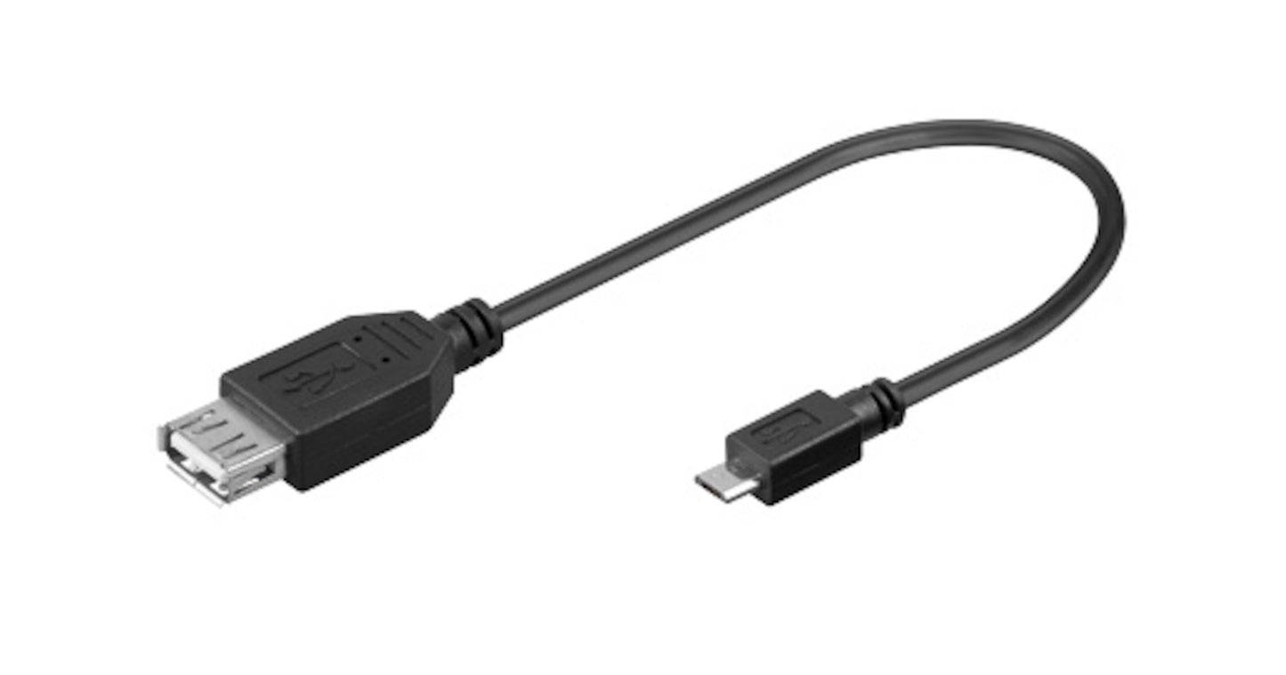 Adapterkabel USB hun til Micro-USB han til USB 2.0 dataoverførsel.