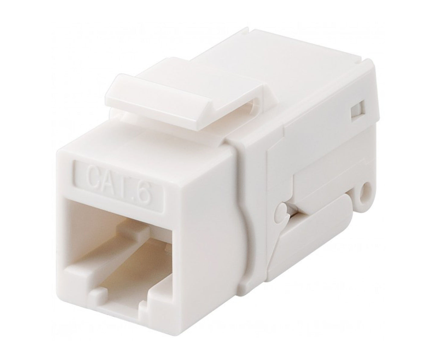 Luxorparts Keystone Cat 6 UTP værktøjsfri RJ-45 modul med rektangulær port og lås til Ethernet vægpanel eller patchpanel.