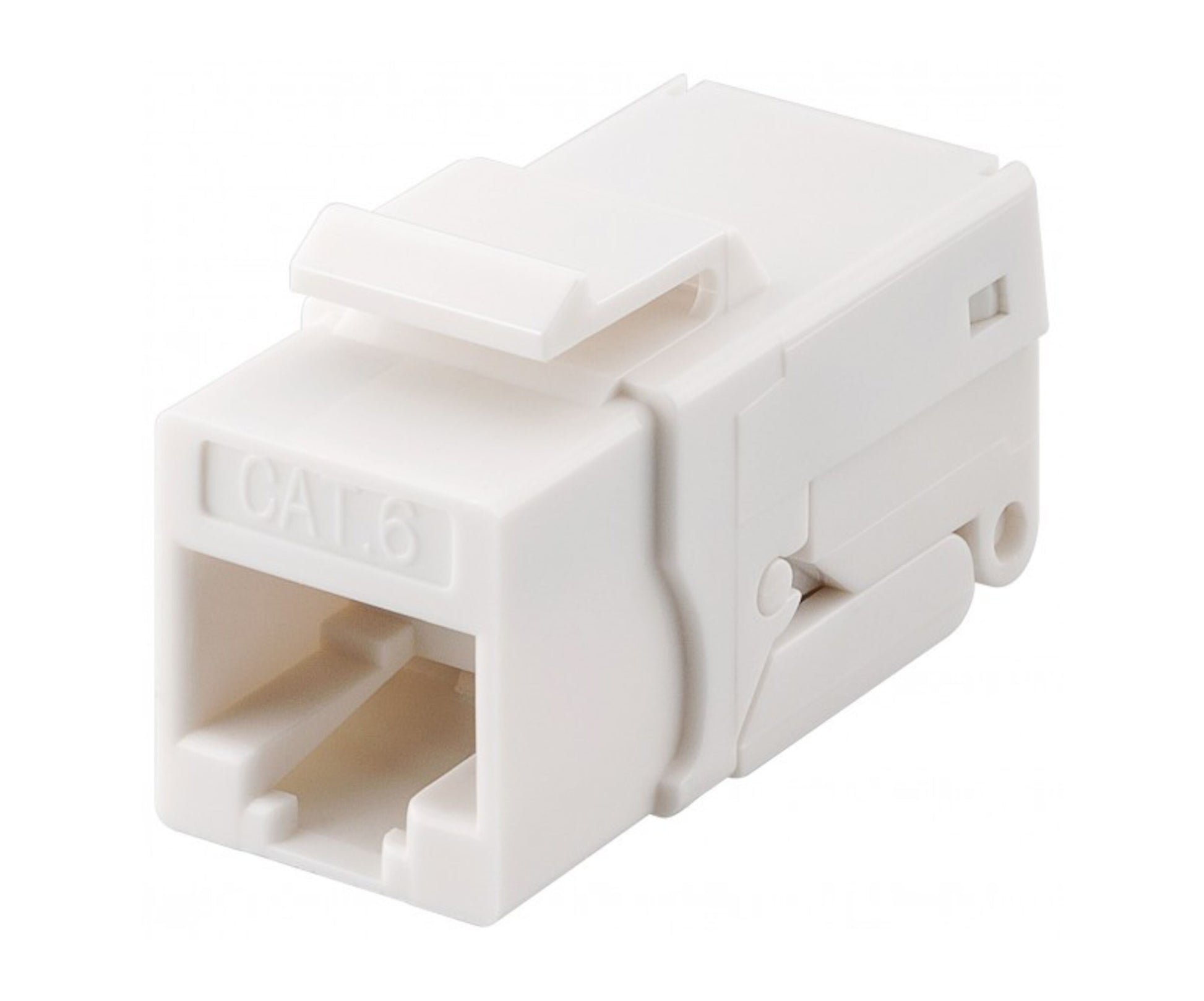 Luxorparts Keystone Cat 6 UTP værktøjsfri RJ-45 modul med rektangulær port og lås til Ethernet vægpanel eller patchpanel.