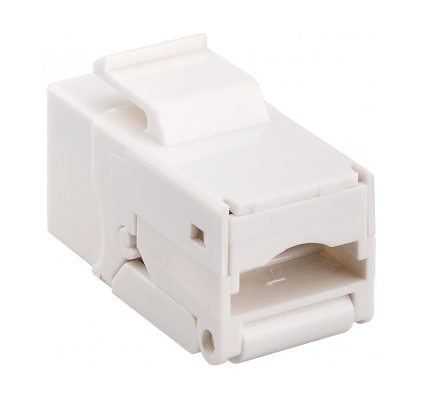 Keystone Cat. 6 UTP værktøjsfri hvid rektangulær snap-in jack til vægudtag eller patchpanel, RJ-45 netværk.