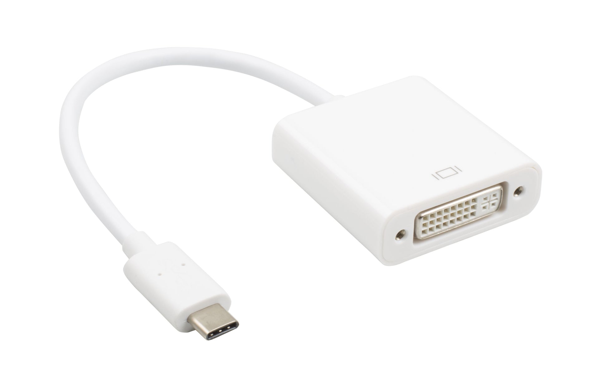 Luxorparts adapter USB-C til DVI sort, kompakt design, synlige USB-C og DVI stik.