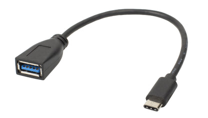 OTG-adapter USB-C til USB-A 0,2 m med hanstik og hunport, sorterer kabel til nem forbindelse mellem USB-enheder.