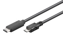 Luxorparts USB-C til Micro-USB kabel 1 m understøtter opladning og dataoverførsel begge veje.