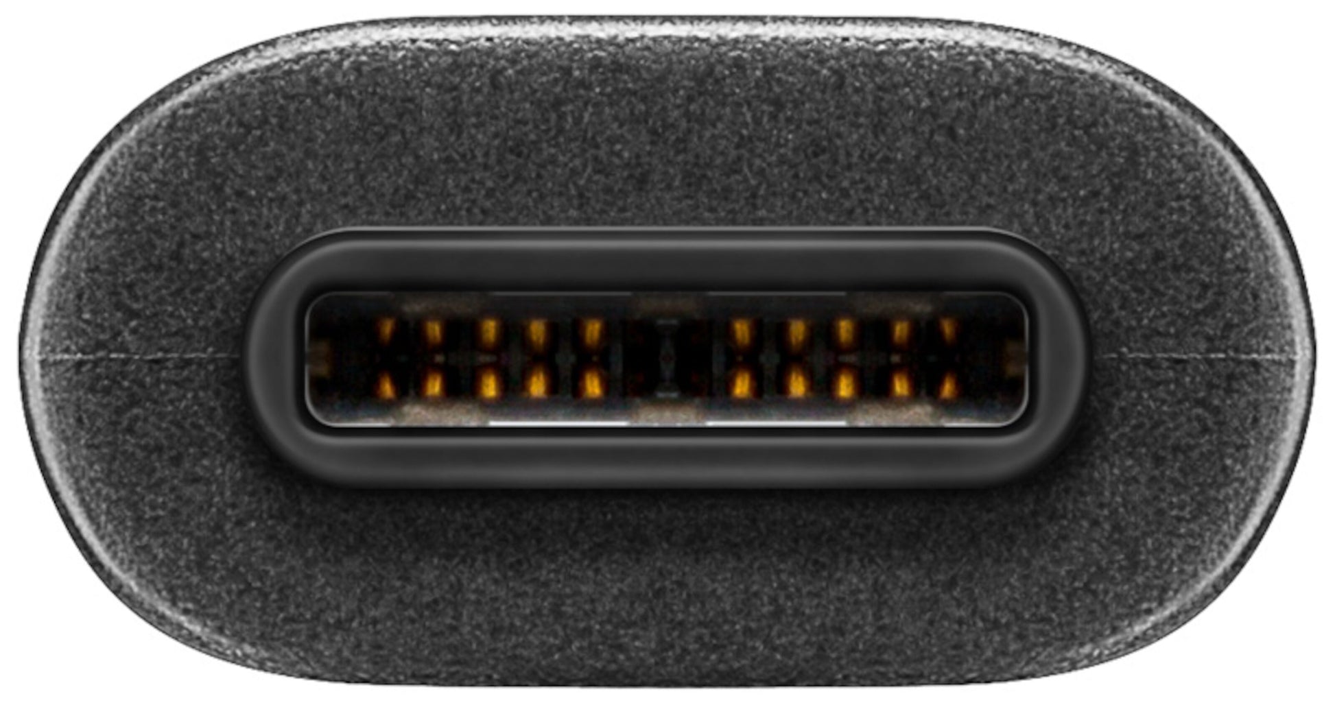 Luxorparts USB-C til Micro-USB-kabel 1 m sort, oval port med guldkontakter til opladning og dataoverførsel.