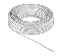 Goobay højttalerkabel 4 mm² hvid, 25 m rulle, én ende synlig.