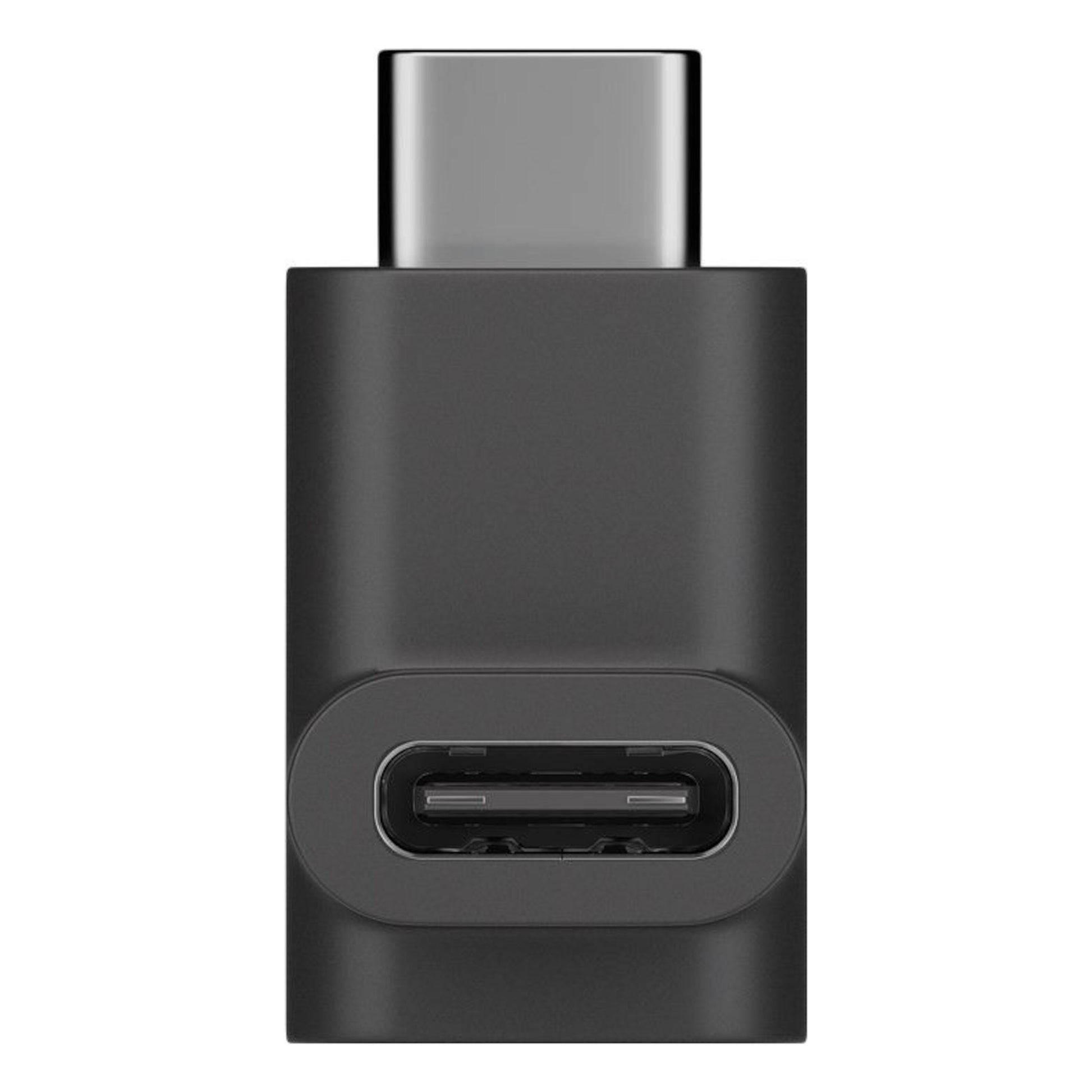 Goobay USB-C vinkeladapter sort, USB-C han øverst, USB-C hun foran, understøtter USB 3.1 Gen 1.