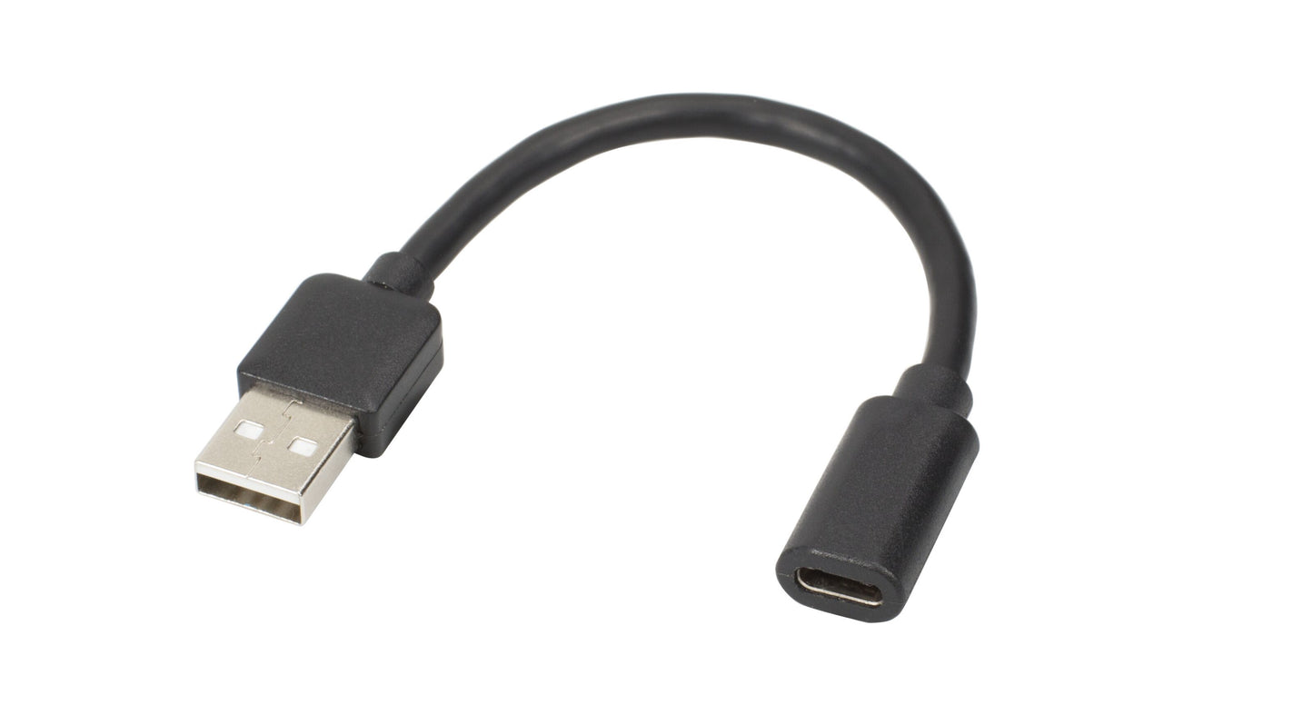 Adapter USB-A til USB-C kort kabel, USB-A han til USB-C hun, understøtter USB 3.0 dataoverførsel.