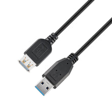 Luxorparts USB 3.0 forlængerledning 0,6 m, sort, han USB-A til hun USB-A med blå markeringer.