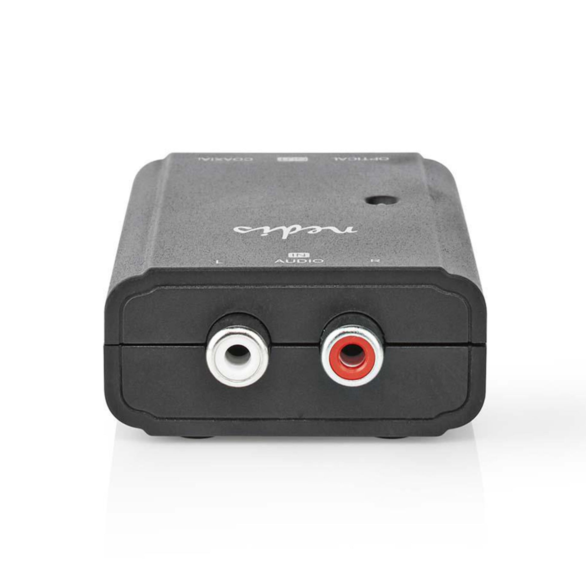 Nedis Analog til Digital Converter med to RCA-indgange (hvid, rød) på fronten, sort kabinet.