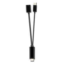 Luxorparts HDMI til DisplayPort aktiv adapter, sort, HDMI stik, splitkabler til DisplayPort og USB, sølvstik, 4K 60Hz.