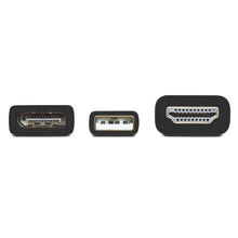 Luxorparts HDMI til DisplayPort aktiv adapter, sorte DisplayPort-, USB-A- og HDMI-stik side om side, til 4K 60Hz.
