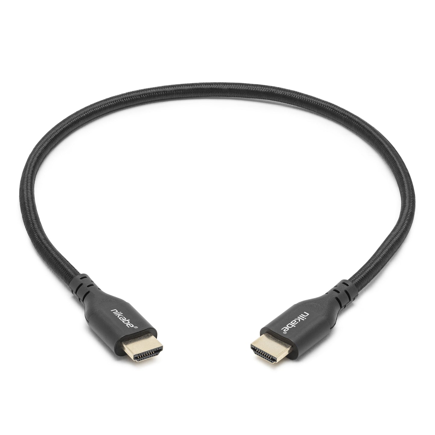 Nikabe HDMI 2.1 kabel 0,5 m sort, guldbelagt stik, understøtter 8K/60Hz og 4K/120Hz, op til 48 Gb/s.