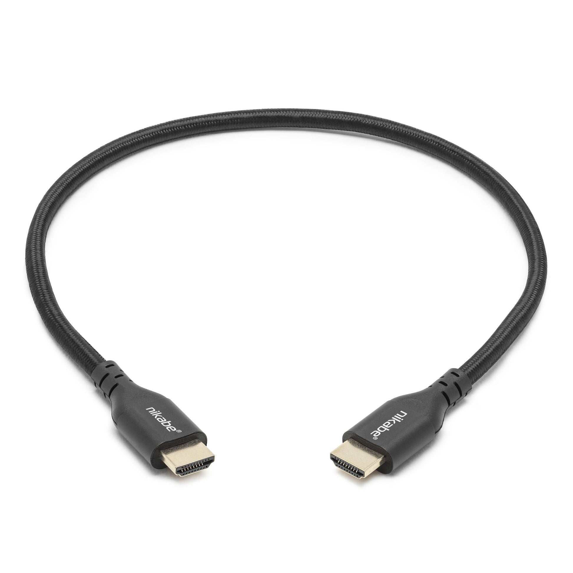 Nikabe HDMI 2.1 kabel 0,5 m sort, guldbelagt stik, understøtter 8K/60Hz og 4K/120Hz, op til 48 Gb/s.