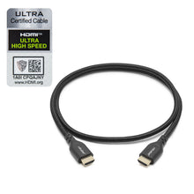 Nikabe HDMI 2.1 kabel 1m sort med stik i begge ender, Ultra High Speed-certificeret label, QR-kode, understøtter 8K/60Hz 4K/120Hz.