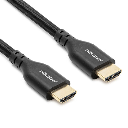 Nikabe HDMI 2.1 kabel sort 2 m, guldbelagt stik, flettet design, understøtter 8K/60 Hz og 4K/120 Hz, 2 stk.