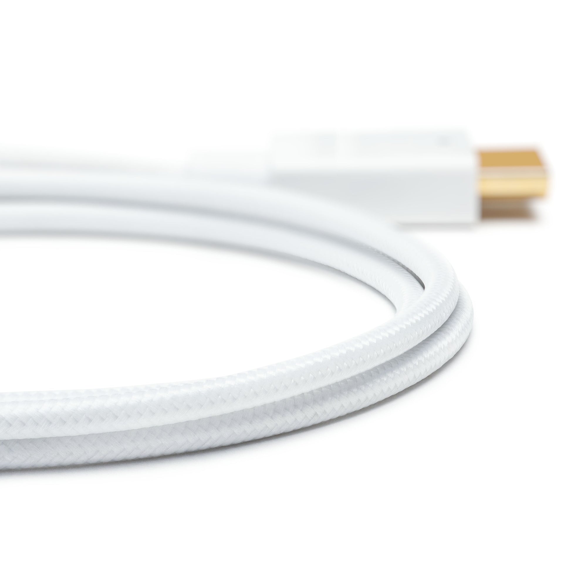 Nikabe HDMI 2.1-kabel, tyndt og hvidt, 1 m, spiralformet med guldbelagt stik, Ultra Slim High Speed 8K/60Hz 4K/120Hz.