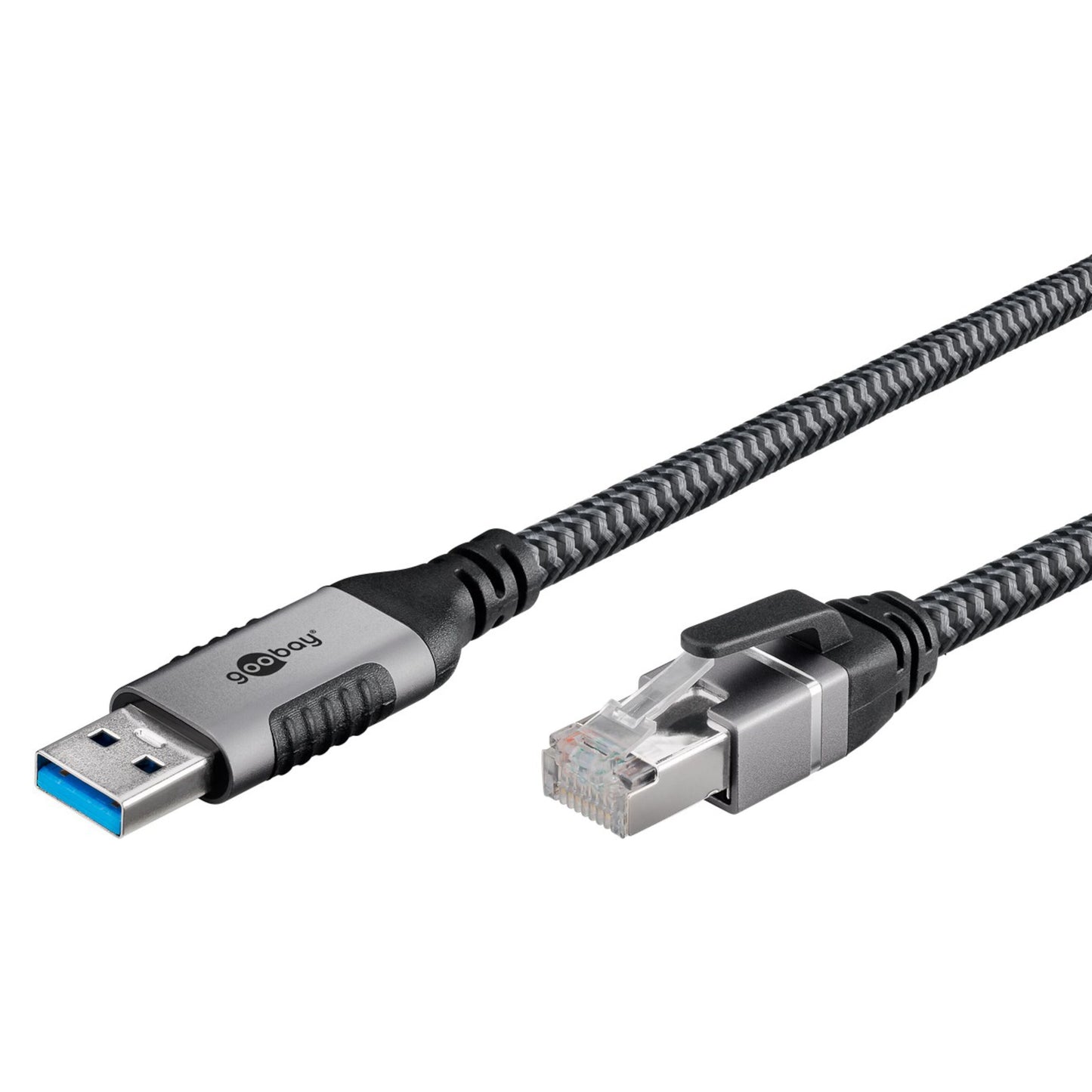Netværkskabel USB-A til Ethernet 1 m med indbygget netværkskort, sort.
