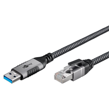 Netværkskabel USB-A til Ethernet 1 m med indbygget netværkskort, sort.
