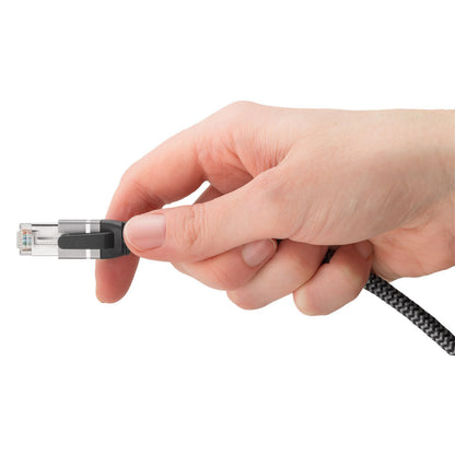 Goobay netværkskabel USB-A til RJ45, 1 m, sort/grå flet, klar stik, indbygget netværkskort.
