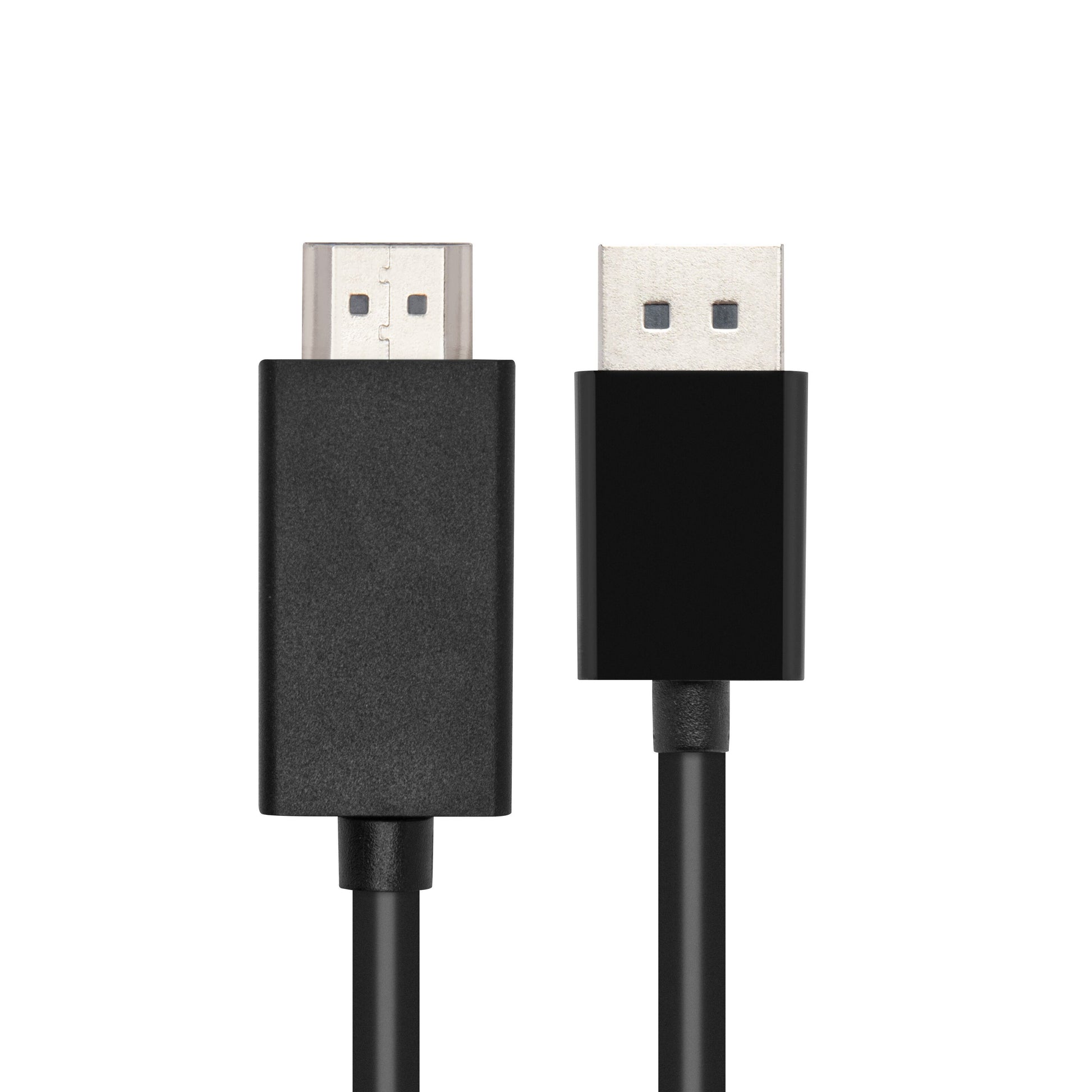 Adapterkabel DisplayPort til HDMI 1 m sort, ét kabel med større DisplayPort metalstik og mindre HDMI-stik.