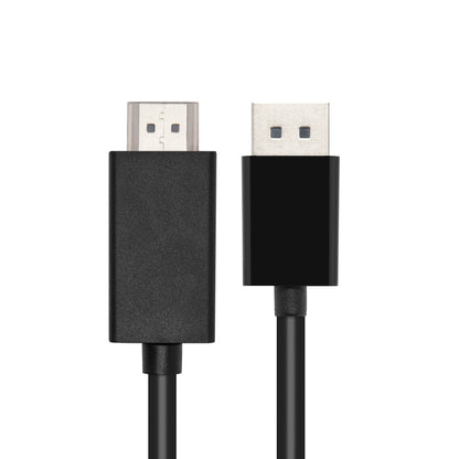 Adapterkabel DisplayPort til HDMI 1 m sort, ét kabel med større DisplayPort metalstik og mindre HDMI-stik.