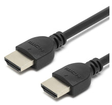 HDMI 2.0-kabel 1 m sort med HDMI-logo på rektangulært stik, HDR og 4K 60Hz understøttet, metalstik i sorte huse.