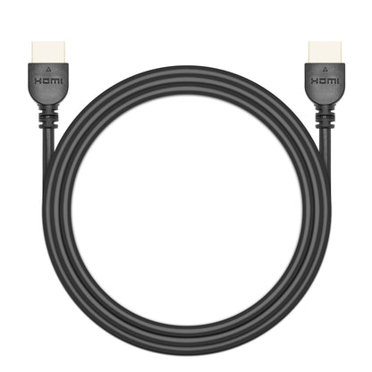 Sort HDMI 2.0 kabel 2 m, standard HDMI-stik med "HDMI"-mærkning, velegnet til 4K/60 Hz eller HDR.
