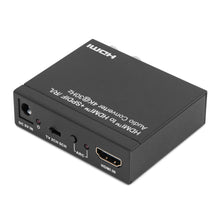 Luxorparts HDMI lydudtrækker sort 4K med port til DC 5V, TV 2CH/5.1CH, ARC, SPDIF, R/L og HDMI IN hvid tekst på top.