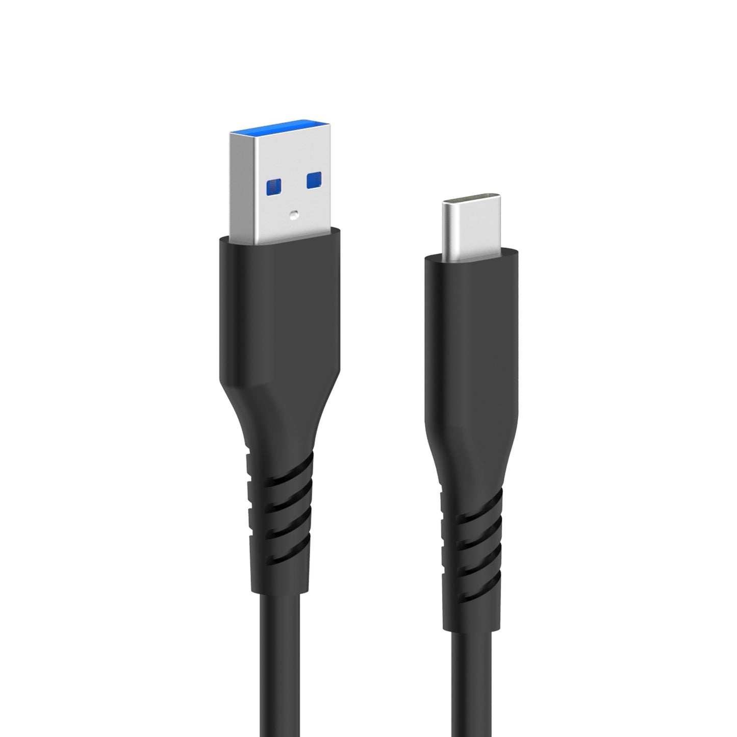 USB-A til USB-C 3.0 kabel 1 m sort, op til 5 Gb/s dataoverførsel, begge stik lodret orienteret.