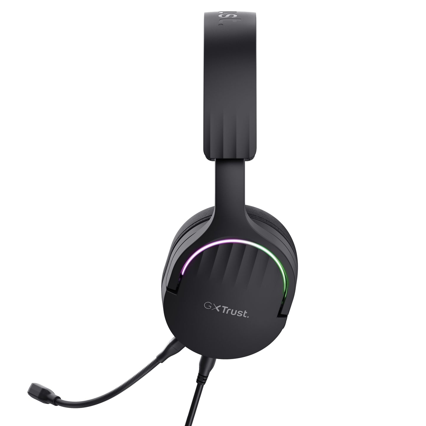 Trust GXT 490 Fayzo 7.1 gaming-headset, sort over-ear, virtuel 7.1 surround, indbygget mikrofon, LED, GXT 490-logo synligt.