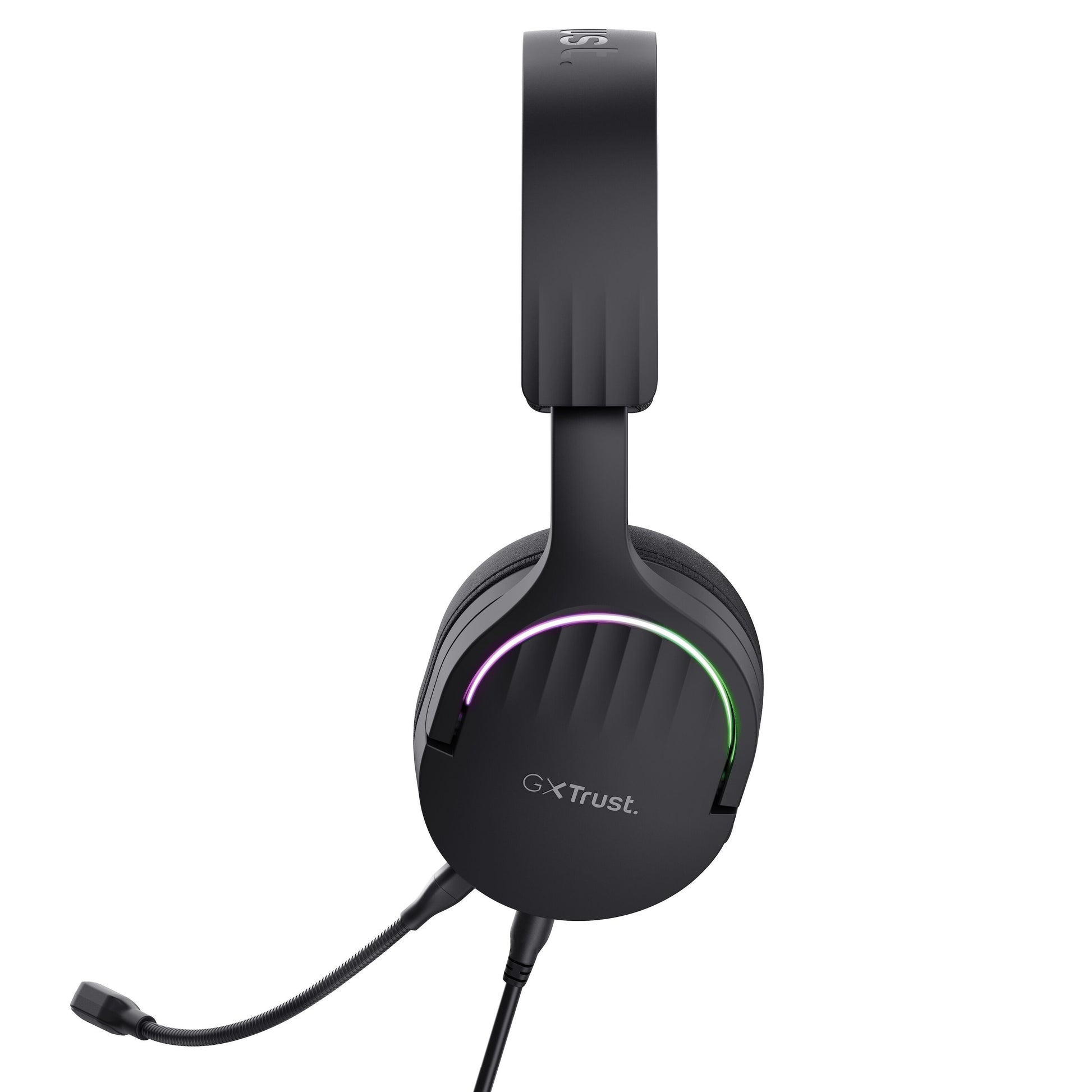 Trust GXT 490 Fayzo 7.1 gaming-headset, sort over-ear, virtuel 7.1 surround, indbygget mikrofon, LED, GXT 490-logo synligt.