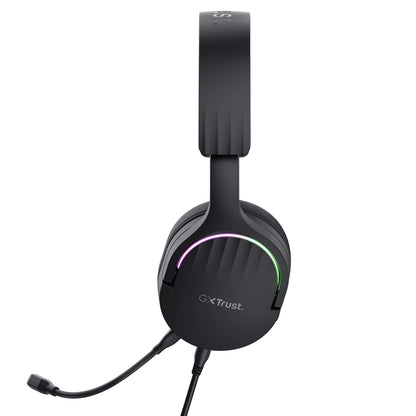 Trust GXT 490 Fayzo 7.1 gaming-headset, sort over-ear, virtuel 7.1 surround, indbygget mikrofon, LED, GXT 490-logo synligt.
