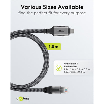Goobay netværkskabel USB-C 1 m, fås også i længder 1,5-15 m til gigabit-netværk.
