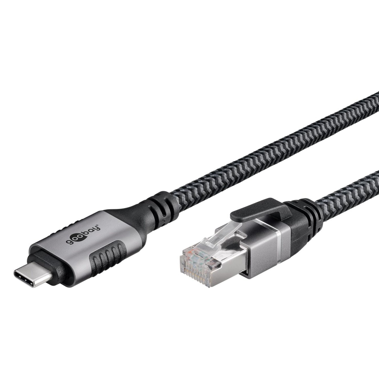 Goobay netværkskabel USB-C 1 m flettet design til kablet gigabit-forbindelse og enheder med USB-C port.