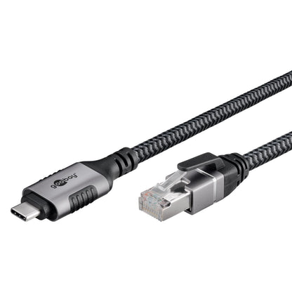 Goobay netværkskabel USB-C 1 m flettet design til kablet gigabit-forbindelse og enheder med USB-C port.