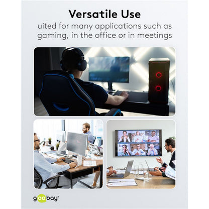 Goobay Netværkskabel USB-C 2 m bruges til gaming, på kontor og ved videomøde, sort kabel med USB-C stik.