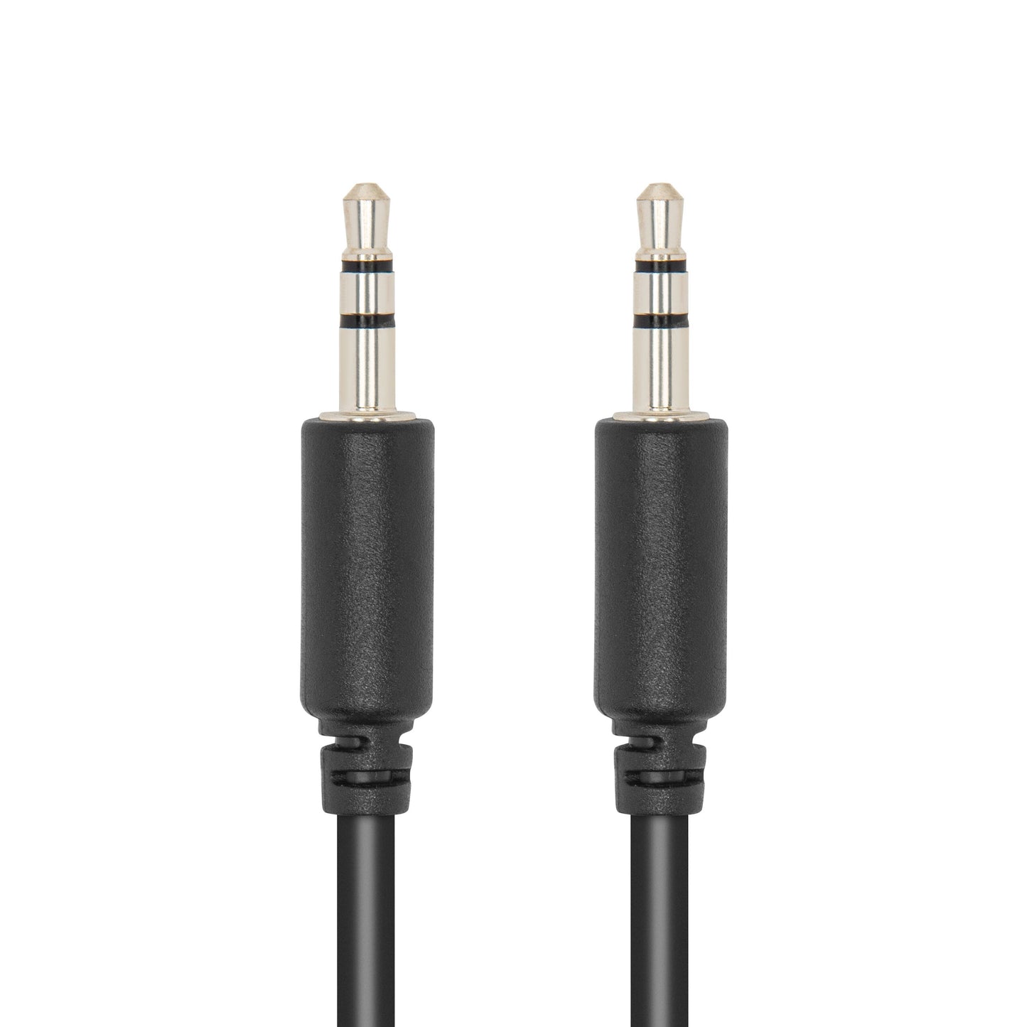 Luxorparts lydkabel 3,5 mm han-han stereo, sort, 10 m, metaltip med to sorte ringe.