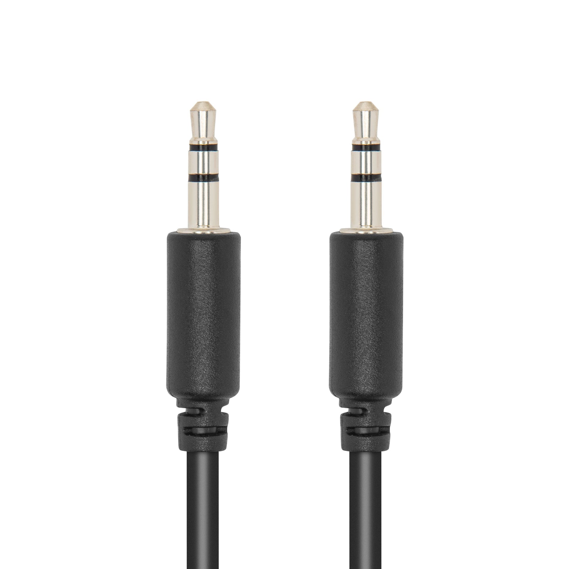 Luxorparts lydkabel 3,5 mm han-han stereo, sort, 10 m, metaltip med to sorte ringe.