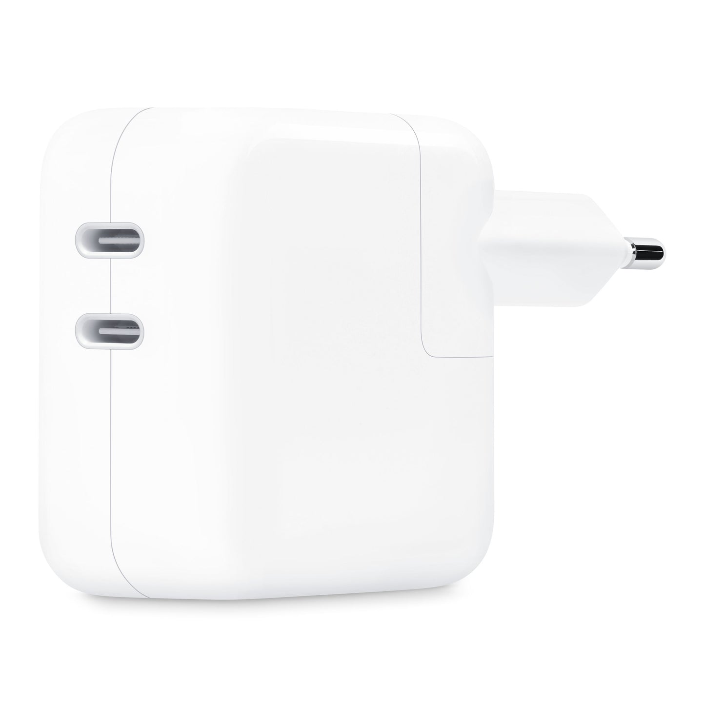 Apple 35W USB-C strømadapter med to USB-C porte og europæisk stik.