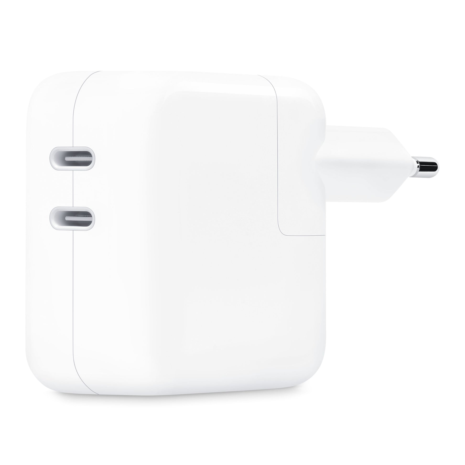 Apple 35W USB-C strømadapter med to USB-C porte og europæisk stik.