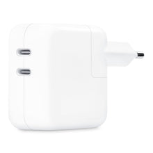 Apple 35W USB-C strømadapter med to USB-C porte og europæisk stik.