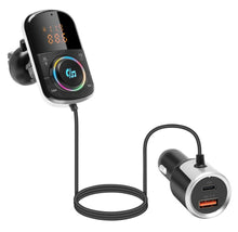 Linocell FM-sender Bluetooth RGB-knap LED-display 88.6 USB-A QC 3.0 USB-C PD til biloplader trådløs lyd.