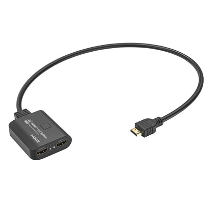 Luxorparts Aktiv HDMI-splitter 2-vejs, sort, micro HDMI han til 2x HDMI 2.0b hun, understøtter 4K.
