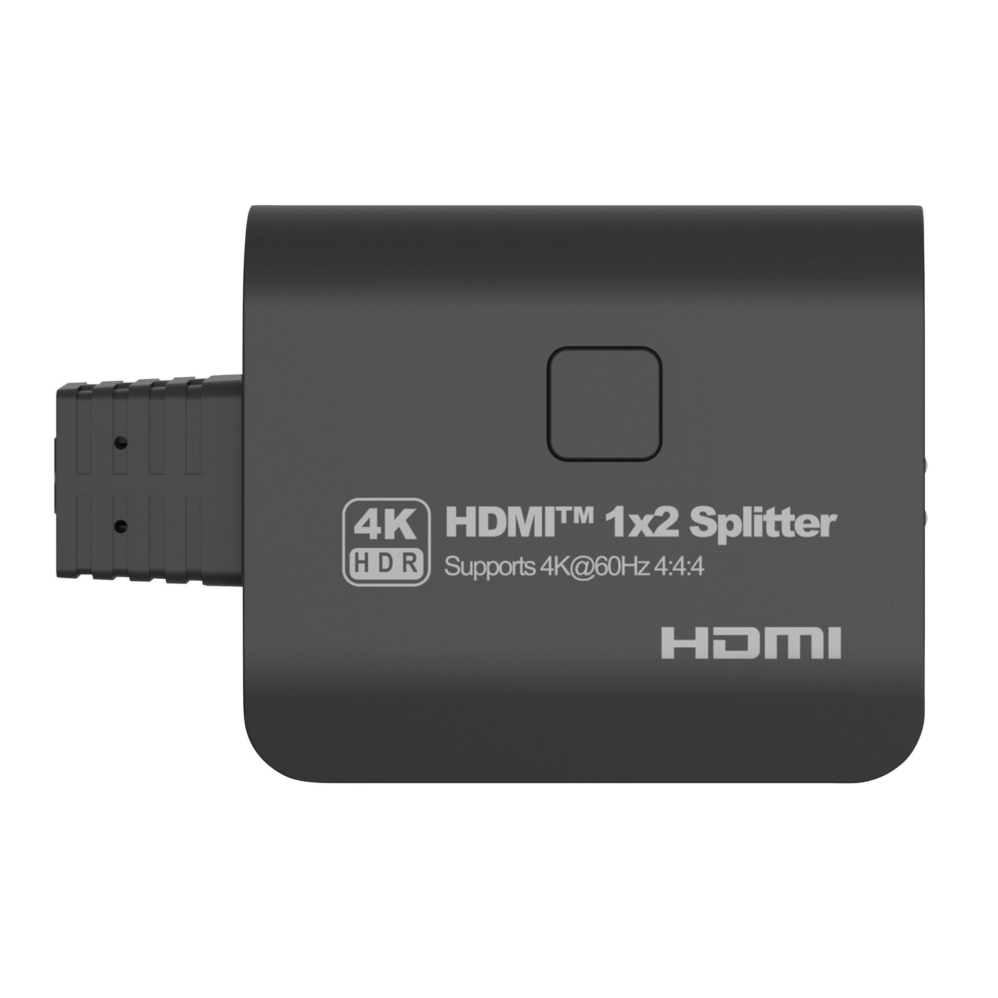 Luxorparts aktiv HDMI-splitter 2-vejs sort, HDMI 2.0b, 4K HDR 60Hz (4:4:4), HDMI-port i venstre side.
